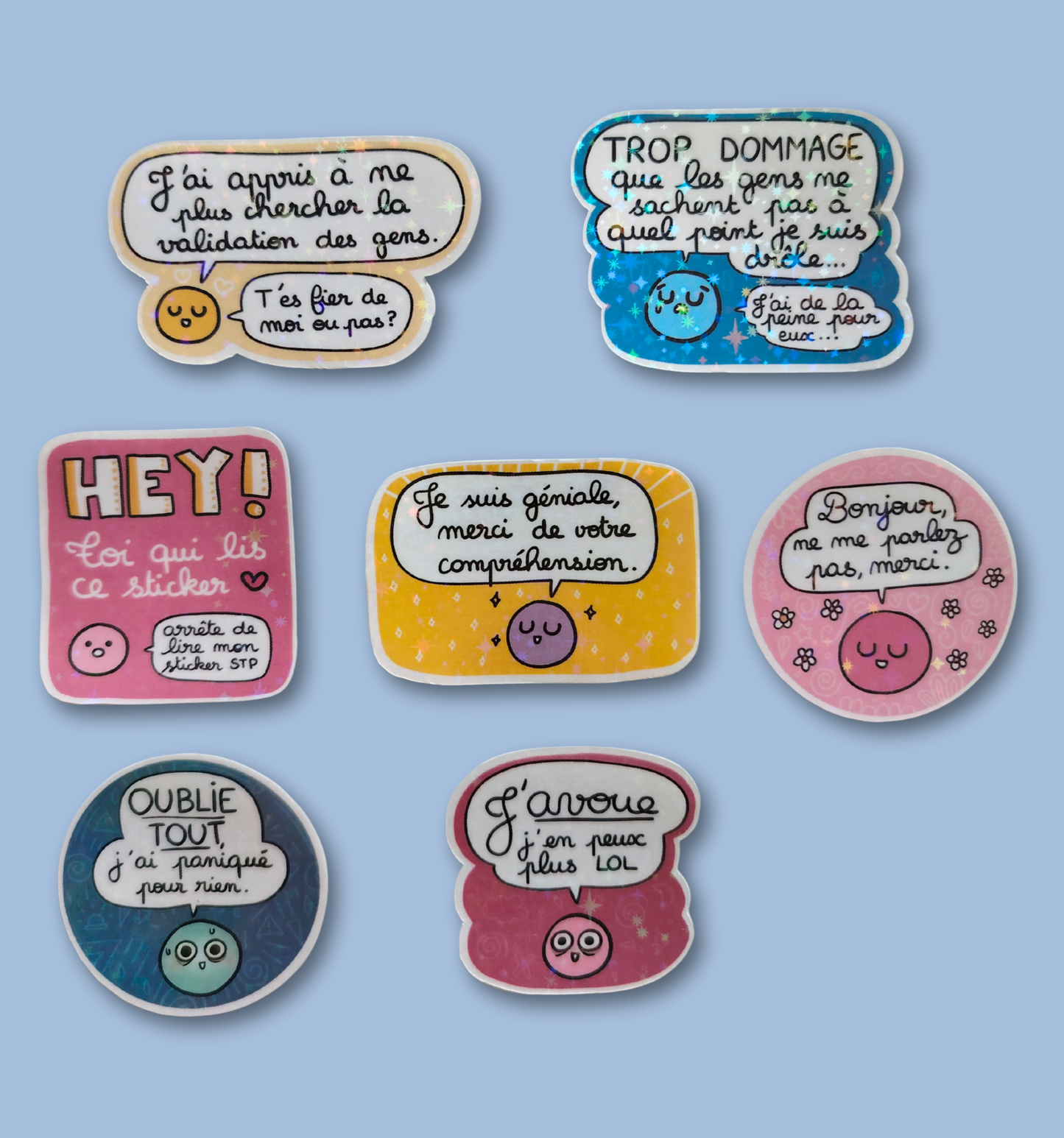 Lot de stickers hyper chouettes (smileys)